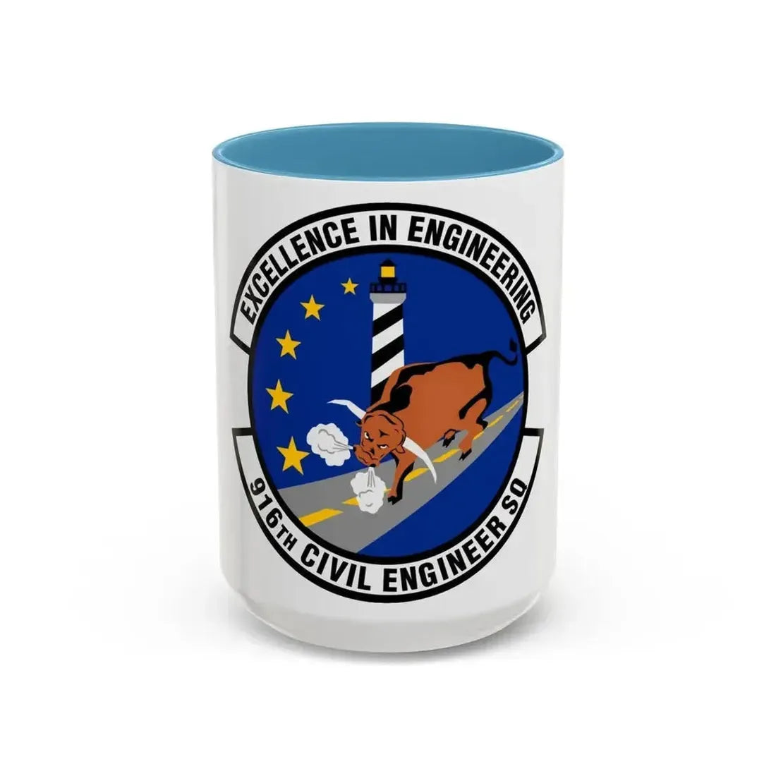 916th Civil Engineer Squadron (U.S. Air Force) Accent Coffee Mug 15oz Light Blue - Go Mug Yourself