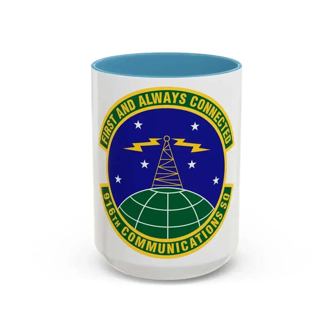916th Communications Squadron (U.S. Air Force) Accent Coffee Mug 15oz Light Blue - Go Mug Yourself