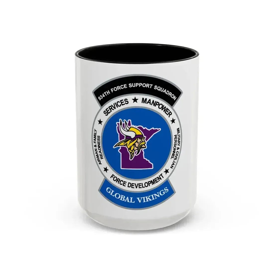 934th Force Support Sq. GLOBAL VIKINGS (U.S. Air Force) Accent Coffee Mug 15oz Black - Go Mug Yourself