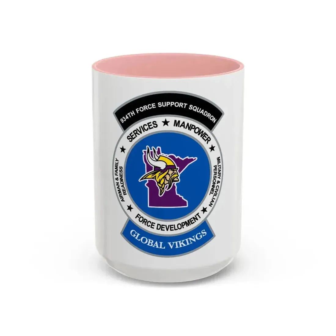 934th Force Support Sq. GLOBAL VIKINGS (U.S. Air Force) Accent Coffee Mug 15oz Pink - Go Mug Yourself
