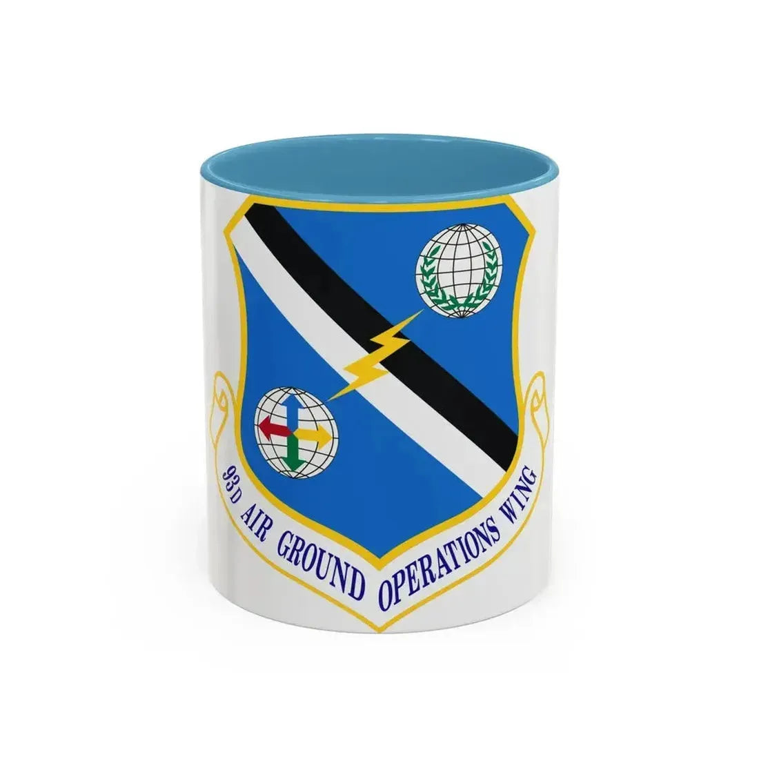 93d Air Ground Operations Wing Emblem (U.S. Air Force) Accent Coffee Mug 11oz Light Blue - Go Mug Yourself