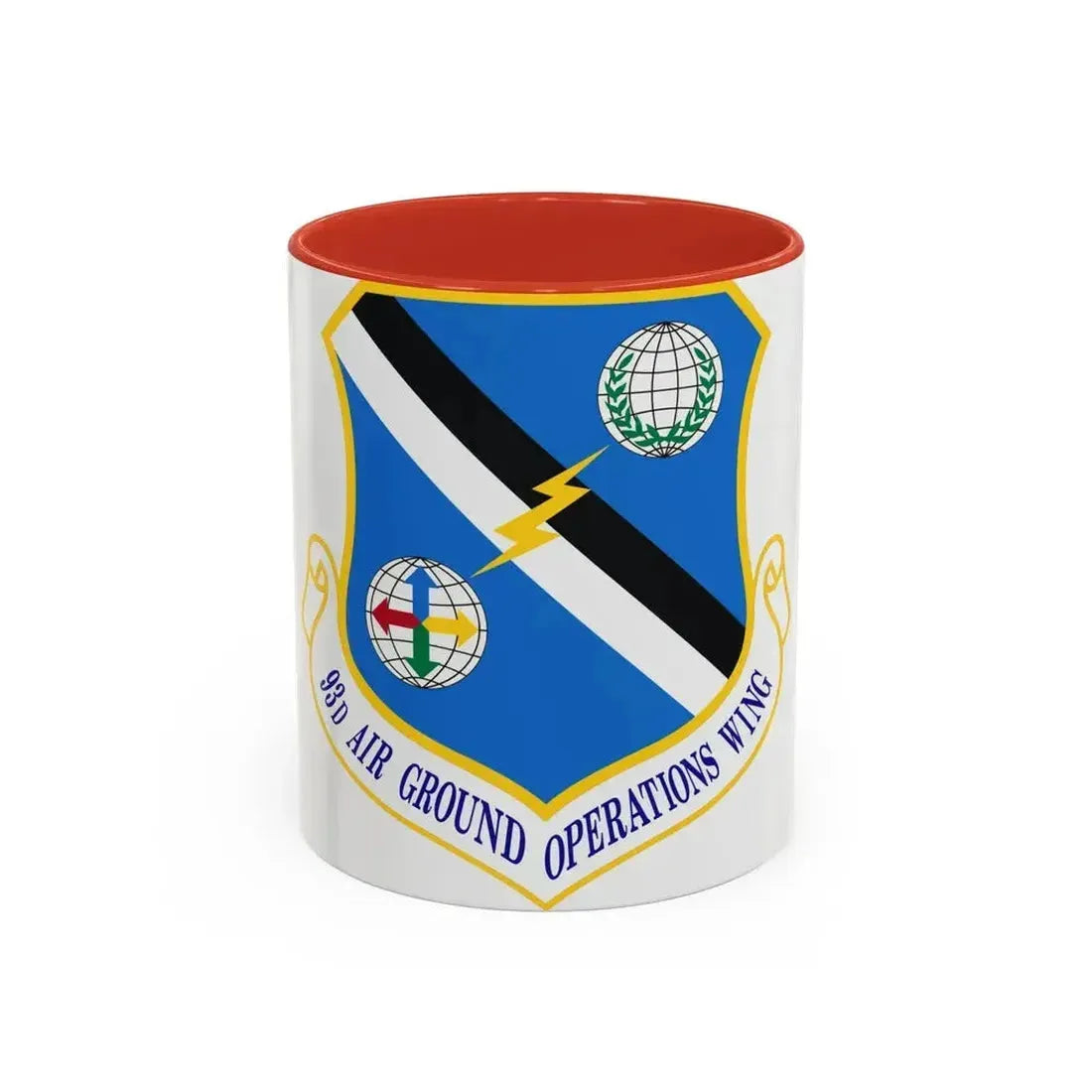 93d Air Ground Operations Wing Emblem (U.S. Air Force) Accent Coffee Mug 11oz Red - Go Mug Yourself