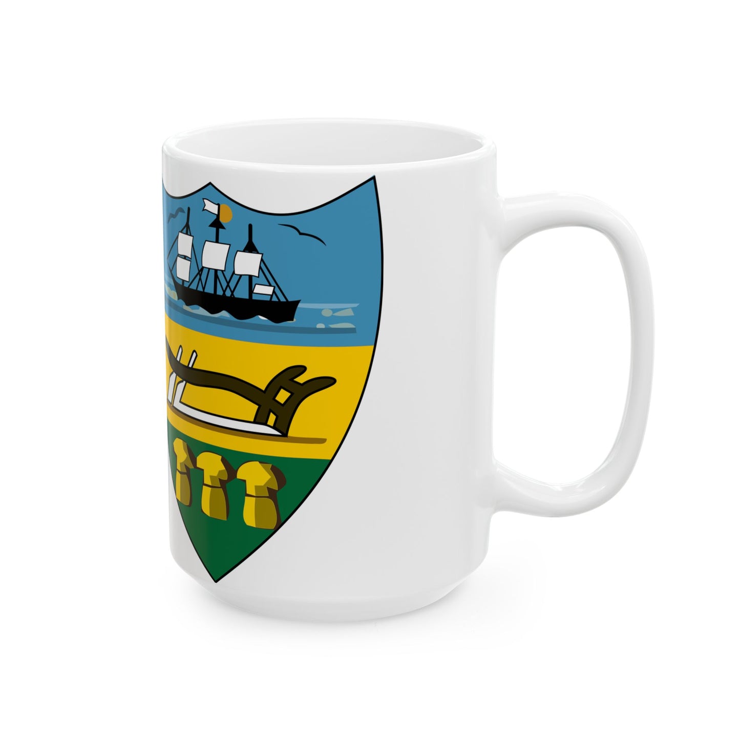 Keystone Flag vertical comparison with Pennsylvania Escutcheon (United States) White Coffee Mug