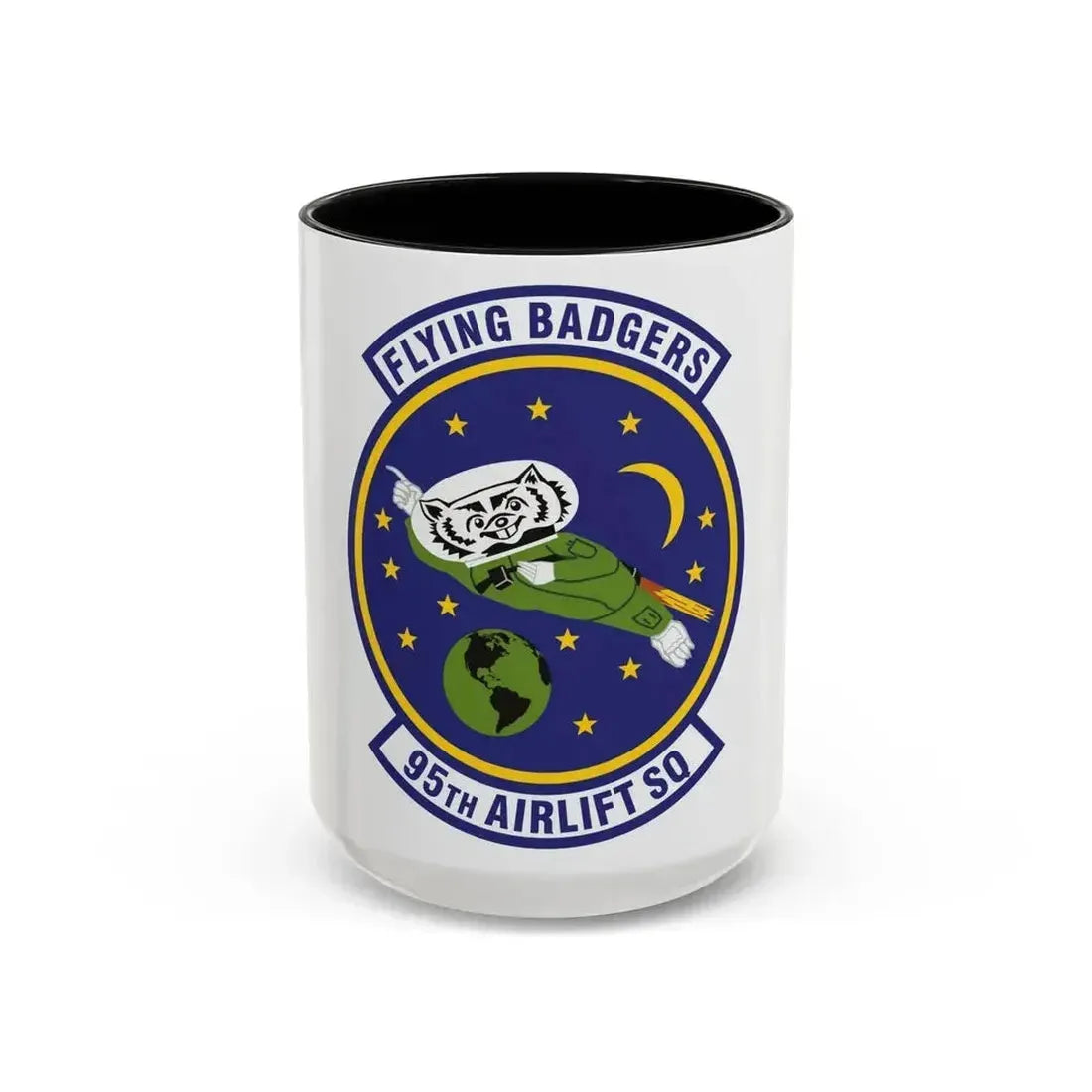 95th Airlift Squadron (U.S. Air Force) Accent Coffee Mug 15oz Black - Go Mug Yourself