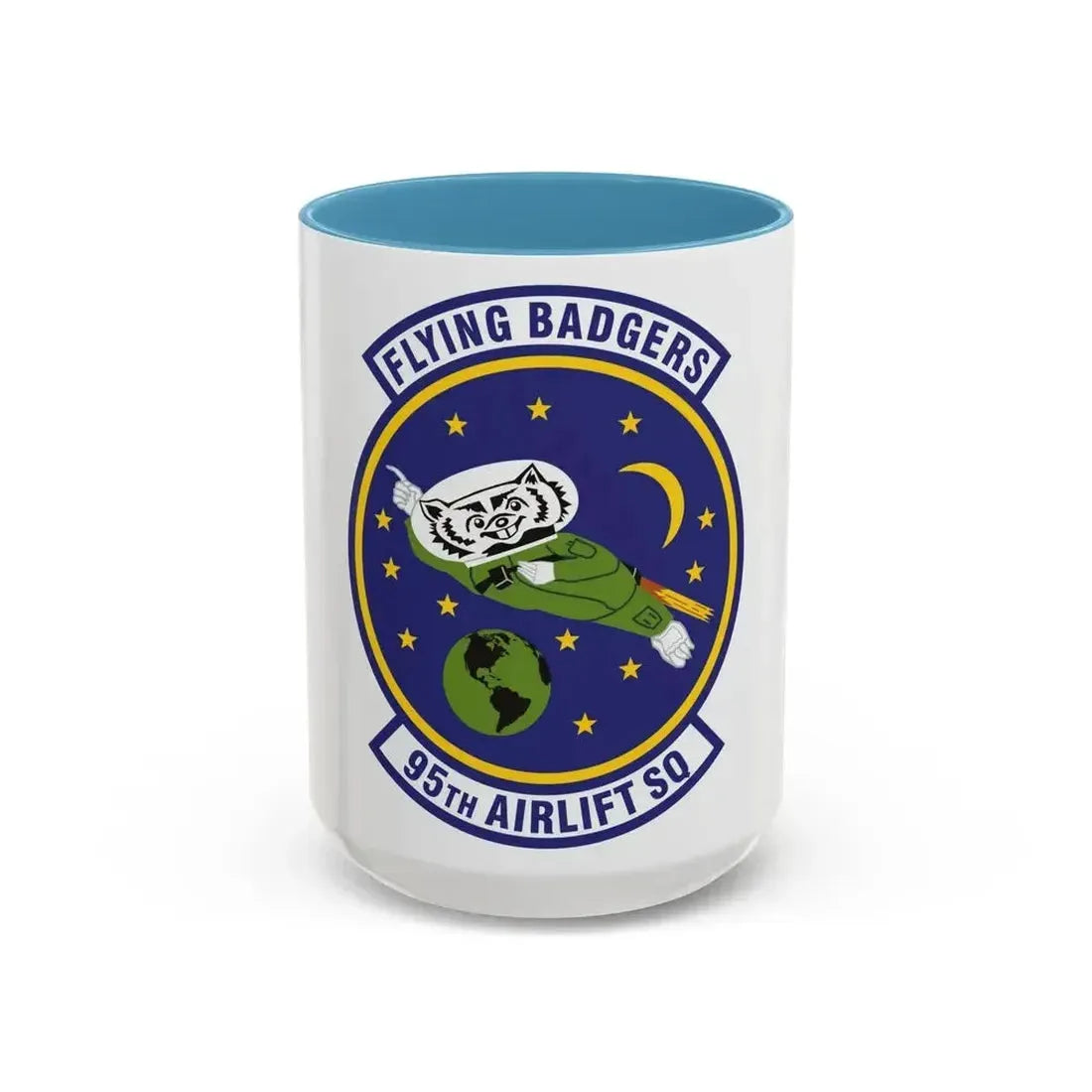 95th Airlift Squadron (U.S. Air Force) Accent Coffee Mug 15oz Light Blue - Go Mug Yourself