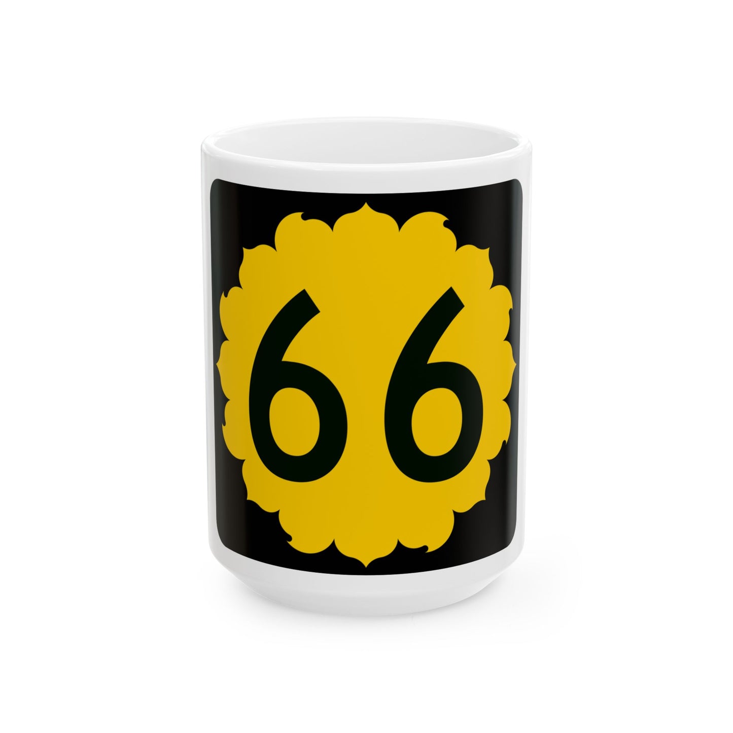 K-66 (Kansas) (Road Sign) White Coffee Mug