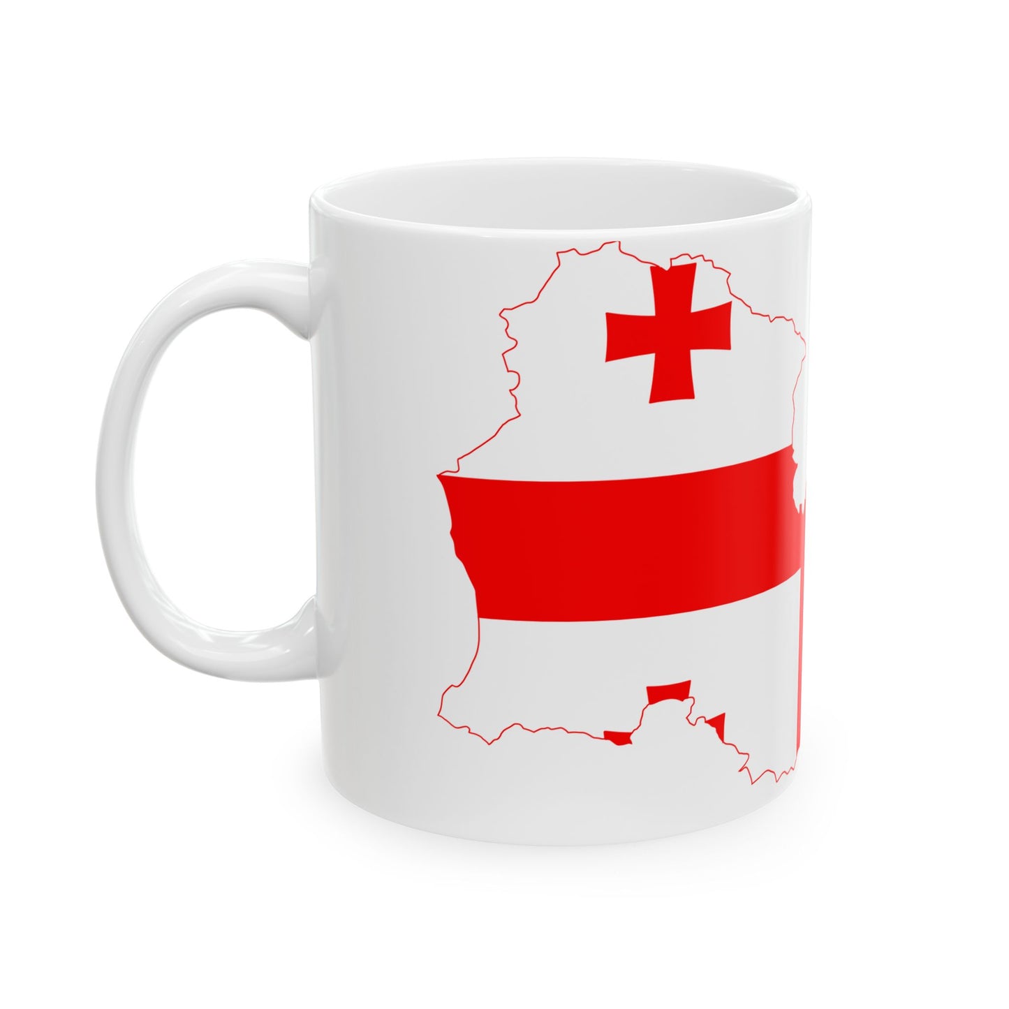 Flag map of Georgia without Russian-occupied territories (Georgia) White Coffee Mug