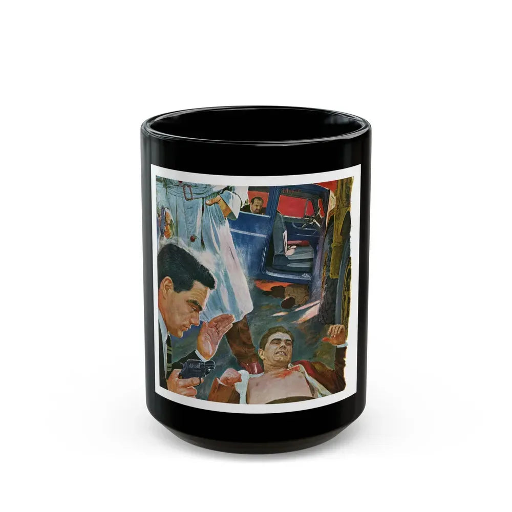 A Bad Day For O'Banion by Daniel Knapp, The Saturday Evening Post, 1960 - Black Coffee Mug 15oz - Go Mug Yourself