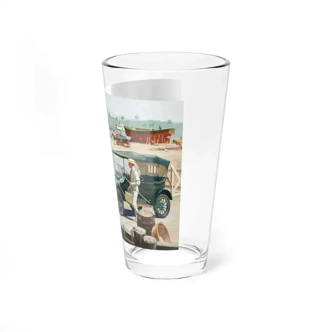 A Beautiful Day by the Water, 1915 Dodge, Great Moments in Early American Motoring, 1971 (Magazine Illustration) Pint Glass 16oz - Go Mug Yourself