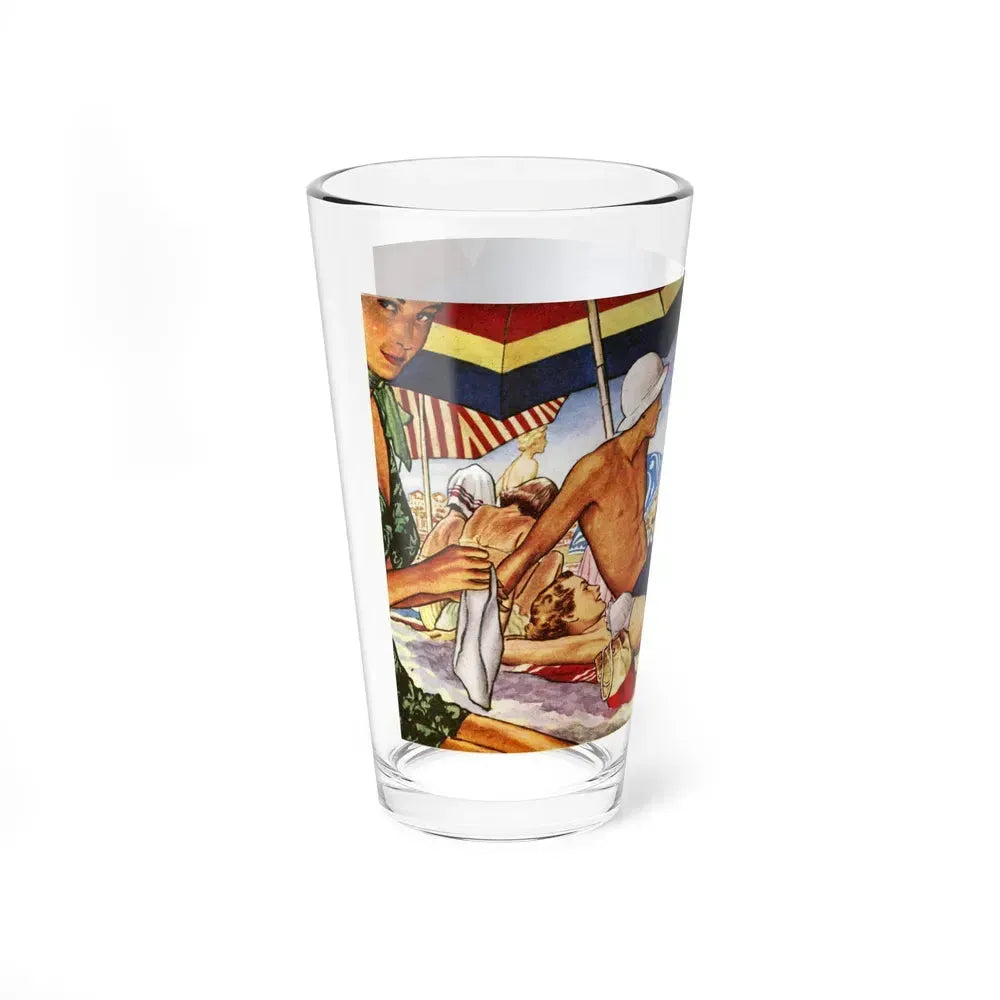 A Bondi Beach Encounter, 1948 (Magazine Illustration) Pint Glass 16oz - Go Mug Yourself