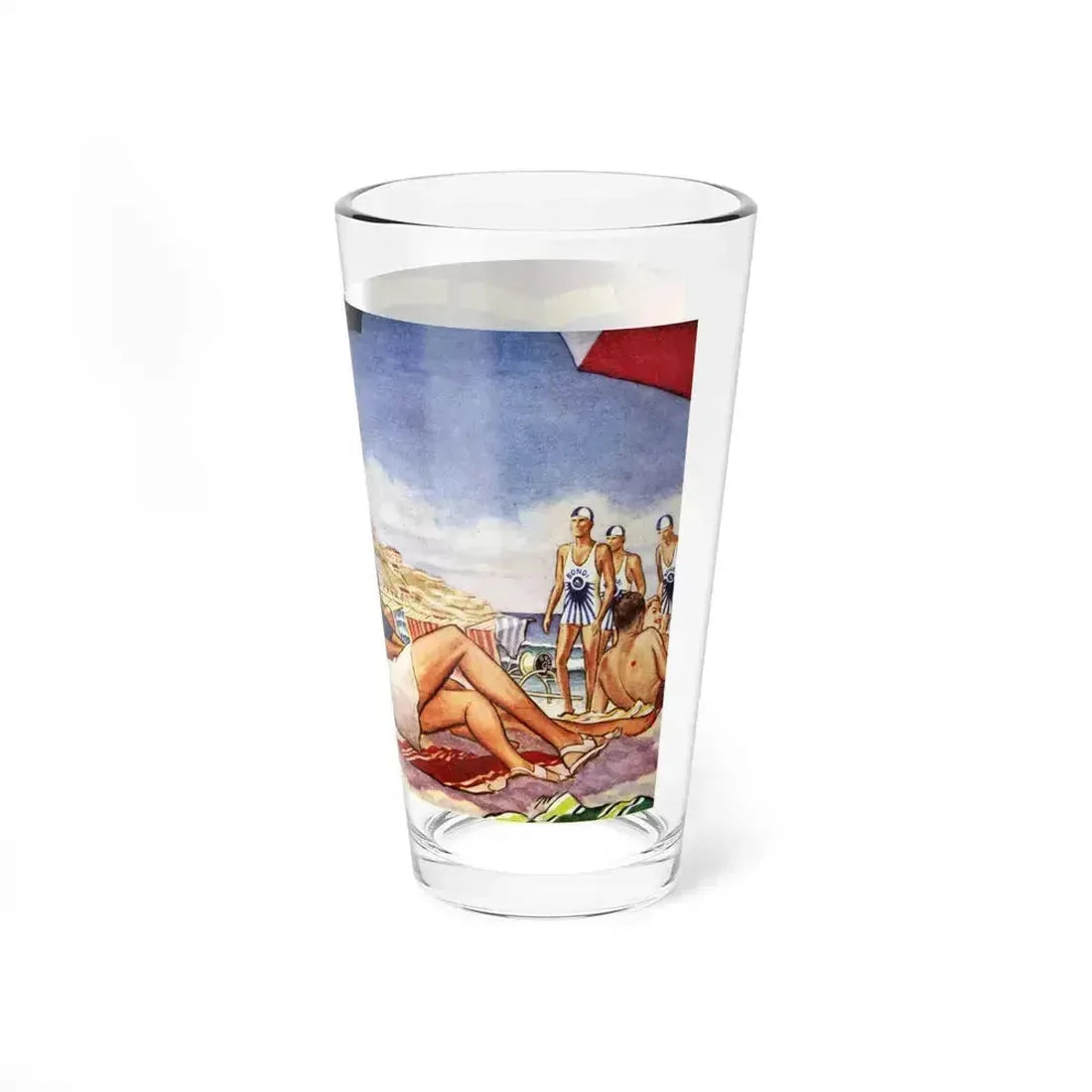 A Bondi Beach Encounter, 1948 (Magazine Illustration) Pint Glass 16oz - Go Mug Yourself