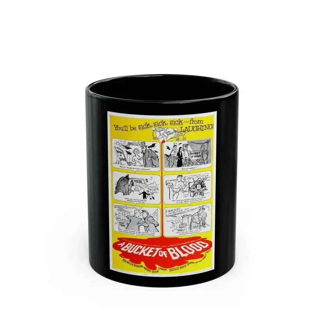 A BUCKET OF BLOOD 1959 Movie Poster - Black Coffee Mug 11oz - Go Mug Yourself