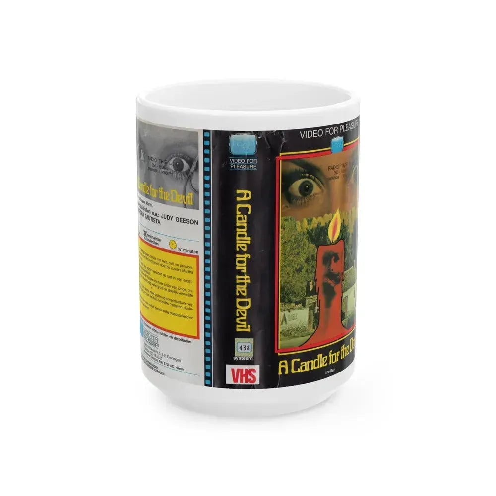 A CANDLE FOR THE DEVIL (VHS COVER) - White Coffee Mug 15oz - Go Mug Yourself