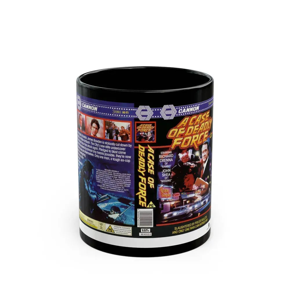 A CASE OF DEADLY FORCE (VHS COVER) - Black Coffee Mug 11oz - Go Mug Yourself