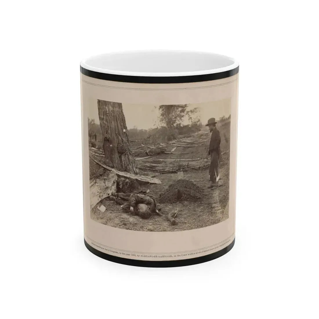 A Contrast! Federal Buried, Rebel Unburied, Where They Fell At The Battle Of Antietam (U.S. Civil War) White Coffee Mug 11oz - Go Mug Yourself