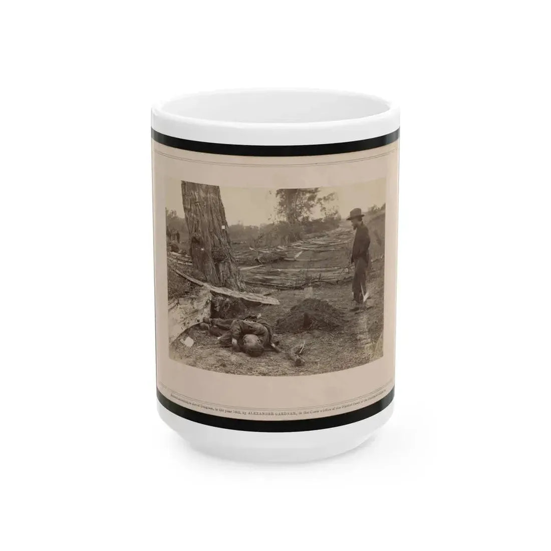 A Contrast! Federal Buried, Rebel Unburied, Where They Fell At The Battle Of Antietam (U.S. Civil War) White Coffee Mug 15oz - Go Mug Yourself