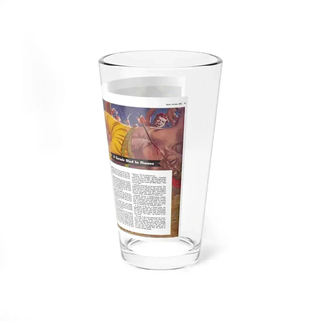 A Corsair Died In Flames, Man Junior, October 1951 (Magazine Illustration) Pint Glass 16oz - Go Mug Yourself