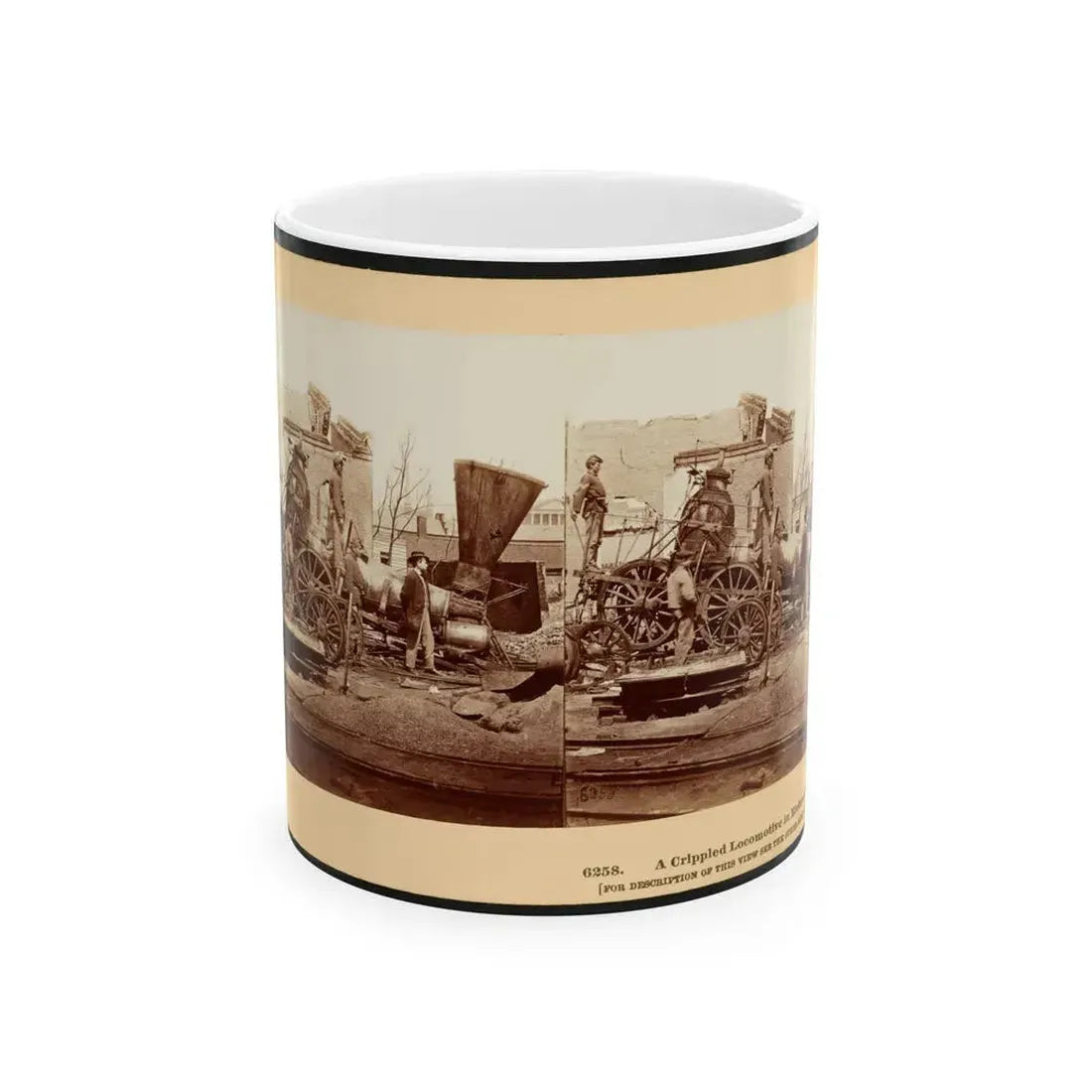 A Crippled Locomotive In Richmond (U.S. Civil War) White Coffee Mug 11oz - Go Mug Yourself