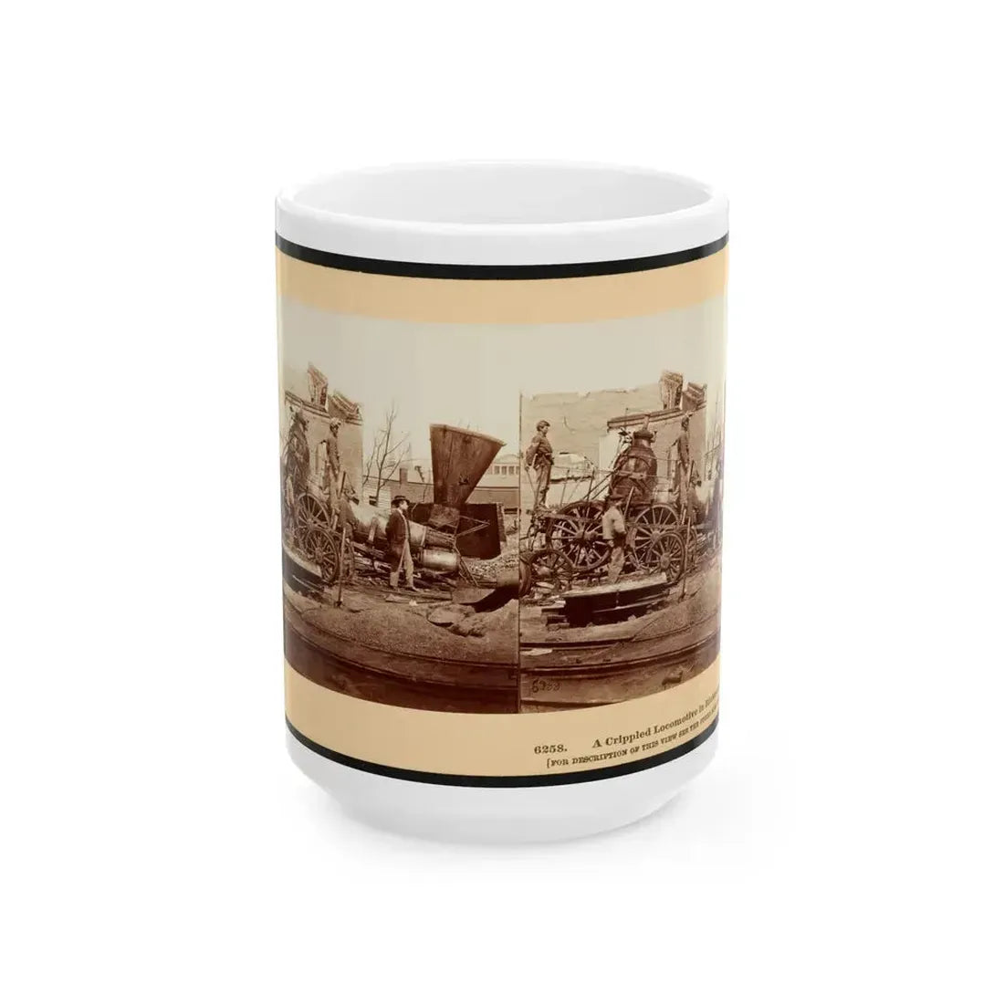 A Crippled Locomotive In Richmond (U.S. Civil War) White Coffee Mug 15oz - Go Mug Yourself