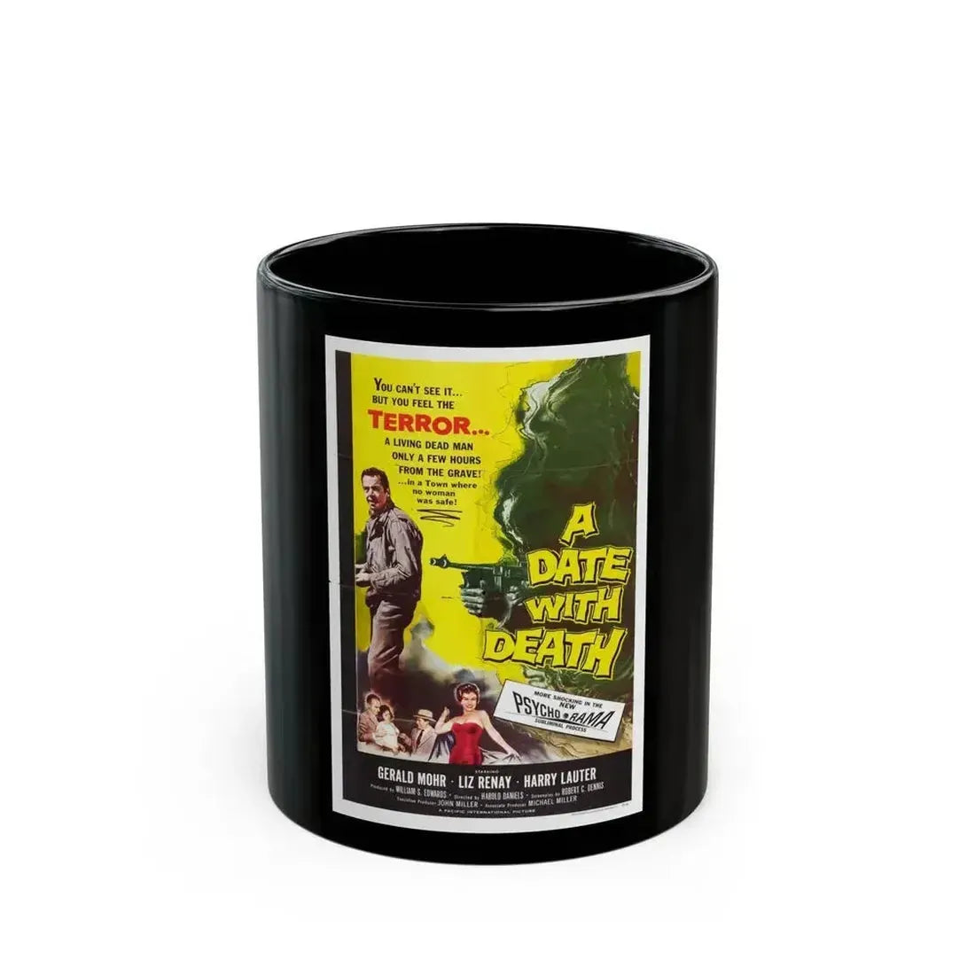 A DATE WITH DEATH 1959 Movie Poster - Black Coffee Mug 11oz - Go Mug Yourself