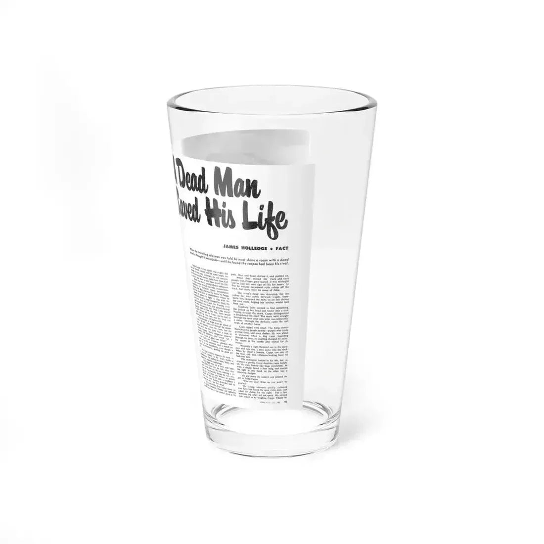 A Dead Man Saved His Life, Man Junior, July 1955 (Magazine Illustration) Pint Glass 16oz - Go Mug Yourself