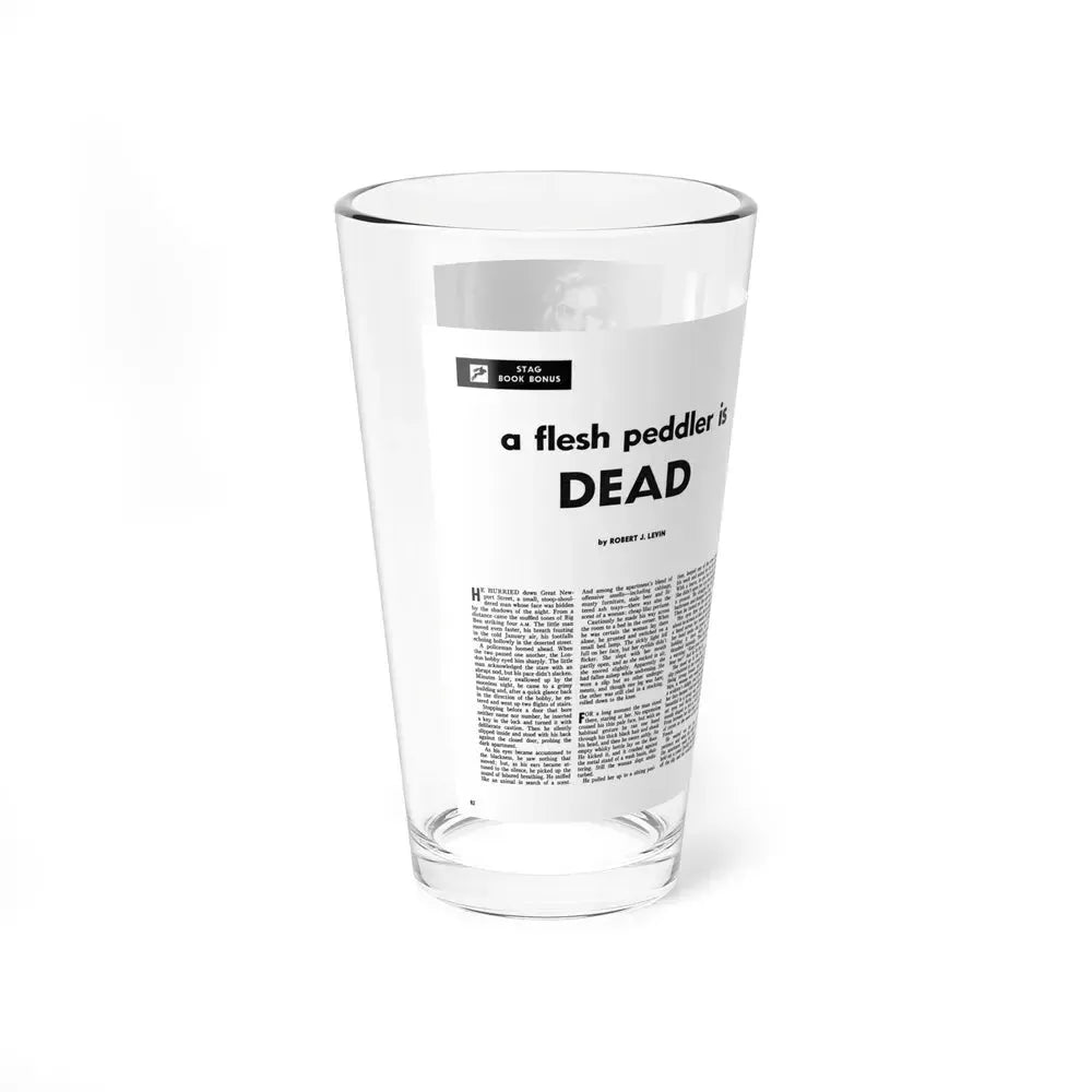 A Flesh Peddler is Dead, Stag magazine, February 1956 (Magazine Illustration) Pint Glass 16oz - Go Mug Yourself