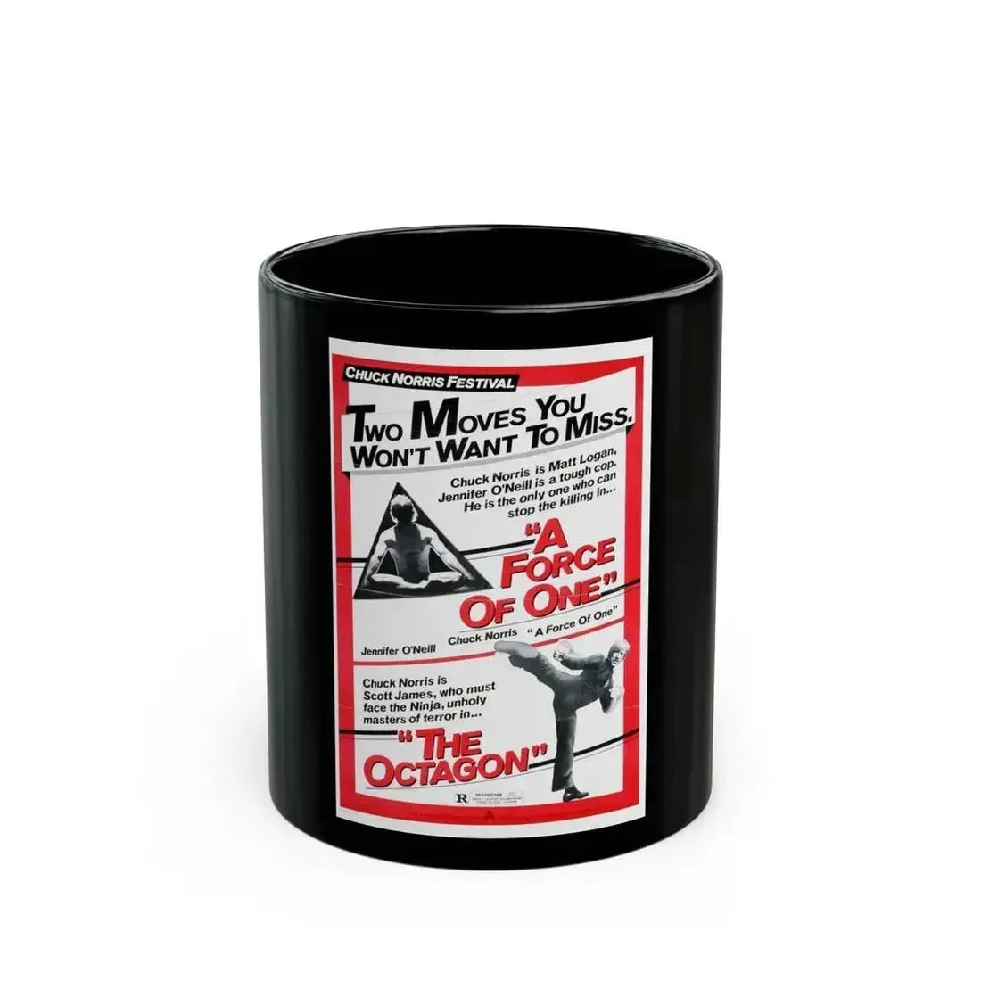 A FORCE OF ONE + THE OCTAGON 1979 Movie Poster - Black Coffee Mug 11oz - Go Mug Yourself