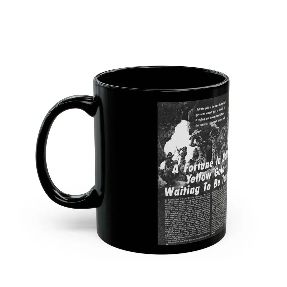 A Fortune In Soft, Yellow Gold -- Waiting To Be Taken, Real Men, September 1970 - Black Coffee Mug - Go Mug Yourself