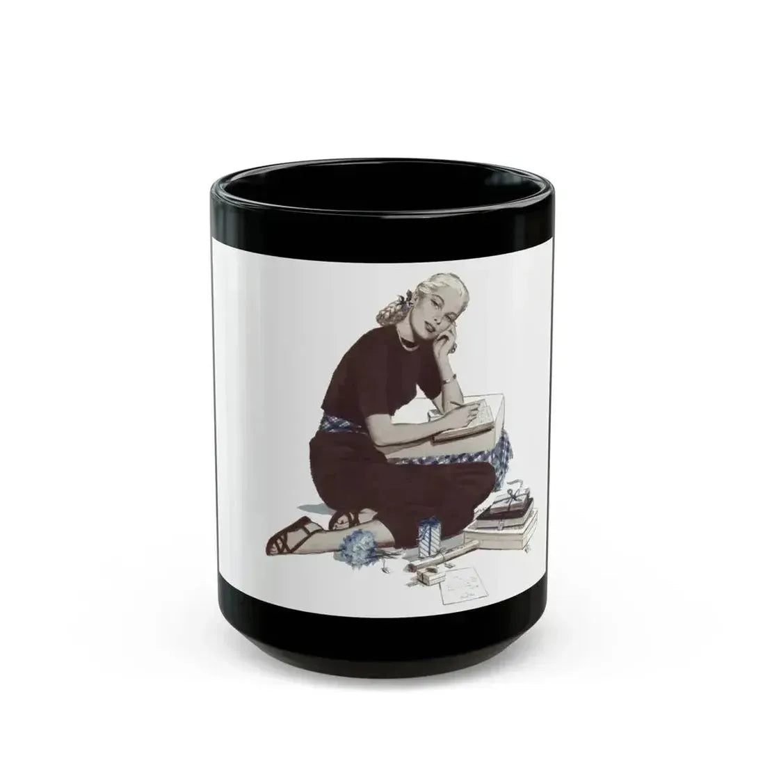 A Girl Named Joy (2), The American Magazine Illustration, April 1948 - Black Coffee Mug 15oz - Go Mug Yourself