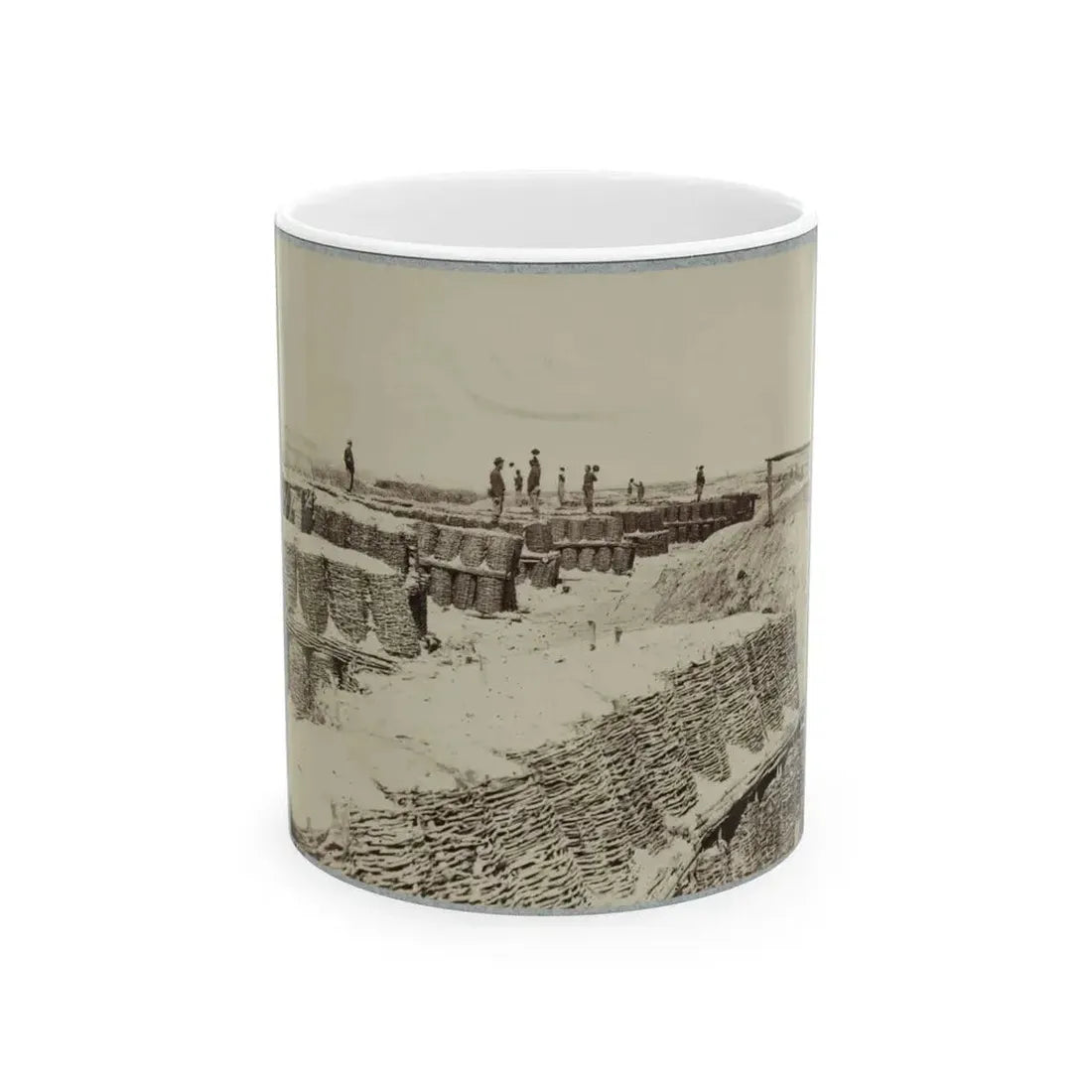 A Group Of Soldiers Stand On Gabions Used As Fortifications Near Petersburg, Virginia (U.S. Civil War) White Coffee Mug 11oz - Go Mug Yourself