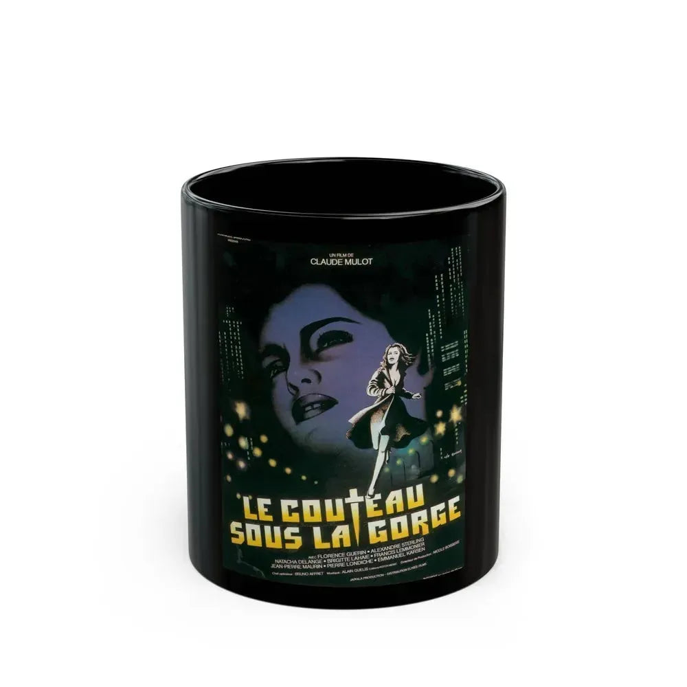 A KNIFE UNDER THE THROAT 1986 Movie Poster - Black Coffee Mug 11oz - Go Mug Yourself