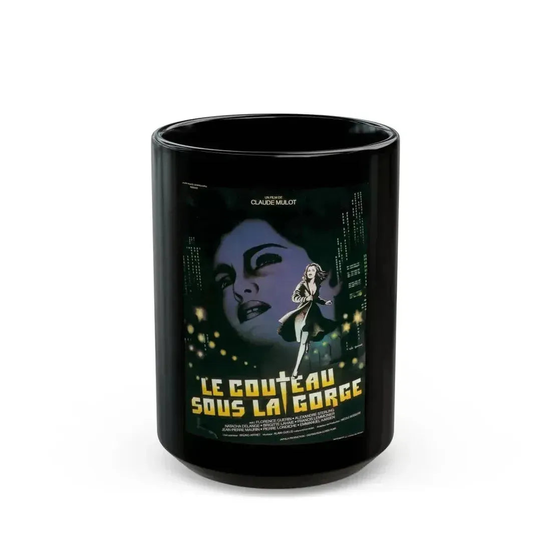 A KNIFE UNDER THE THROAT 1986 Movie Poster - Black Coffee Mug 15oz - Go Mug Yourself
