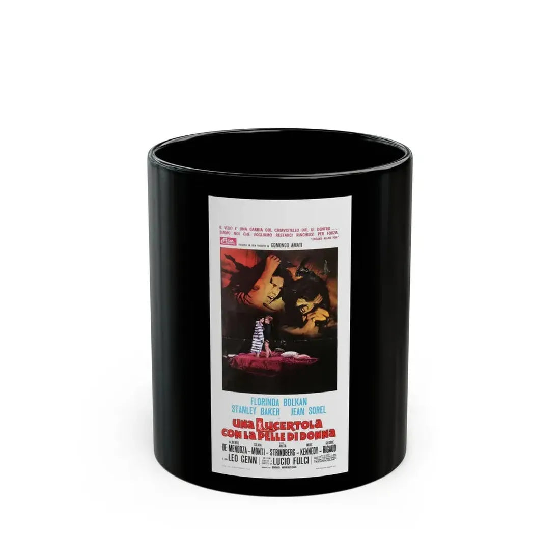 A LIZARD IN A WOMAN'S SKIN (ITALIAN) 1971 Movie Poster - Black Coffee Mug 11oz - Go Mug Yourself
