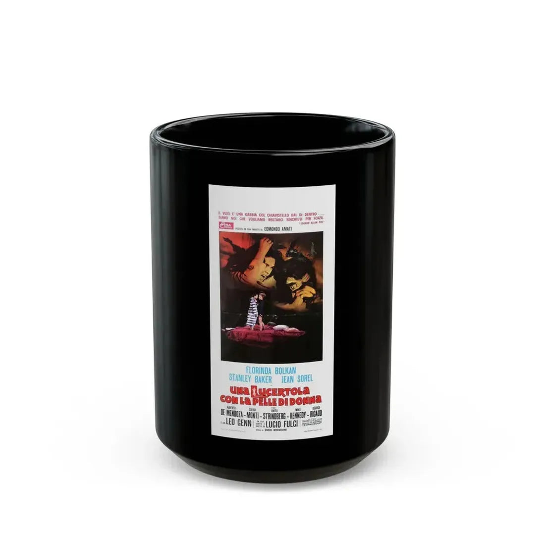 A LIZARD IN A WOMAN'S SKIN (ITALIAN) 1971 Movie Poster - Black Coffee Mug 15oz - Go Mug Yourself
