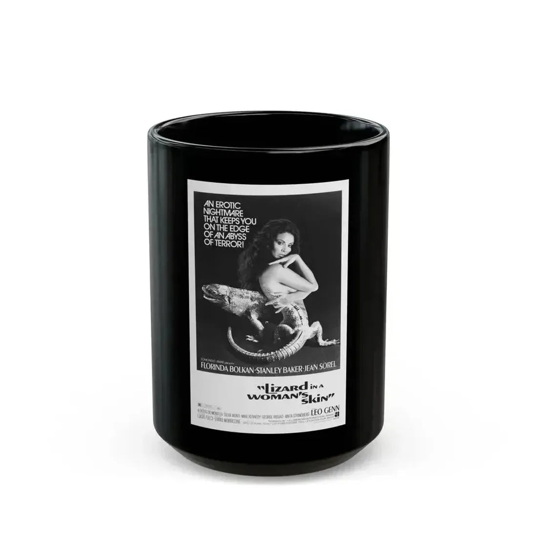 A LIZARD IN A WOMANS SKIN 1971 Movie Poster - Black Coffee Mug 15oz - Go Mug Yourself