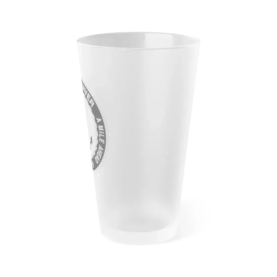 A Mile High USS Denver A Mile Ahead LPD 9 BW (U.S. Navy) Frosted Pint Glass 16oz - Go Mug Yourself