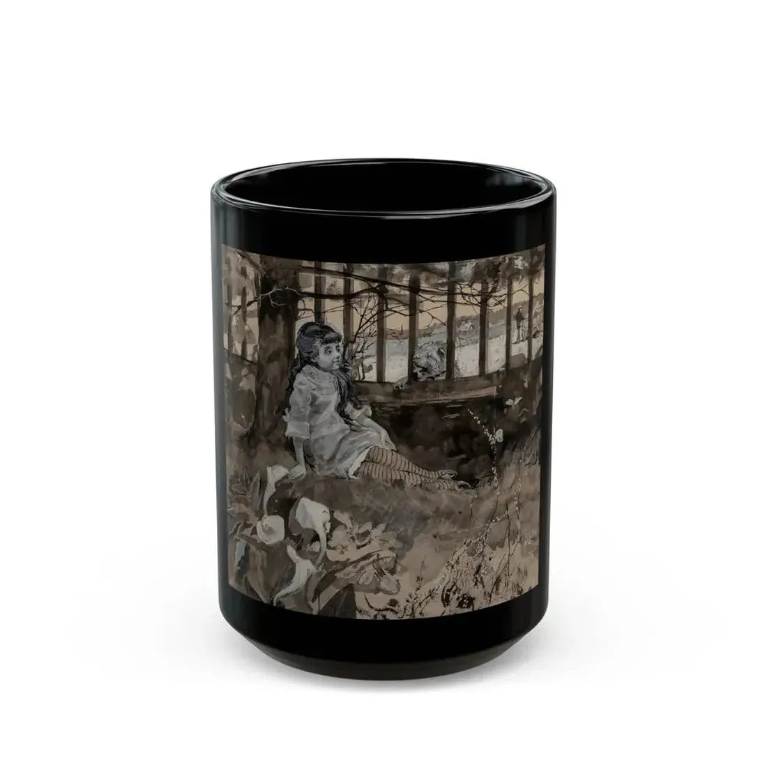 A New Acquaintance, St. Nicholas magazine interior illustration - Black Coffee Mug 15oz - Go Mug Yourself