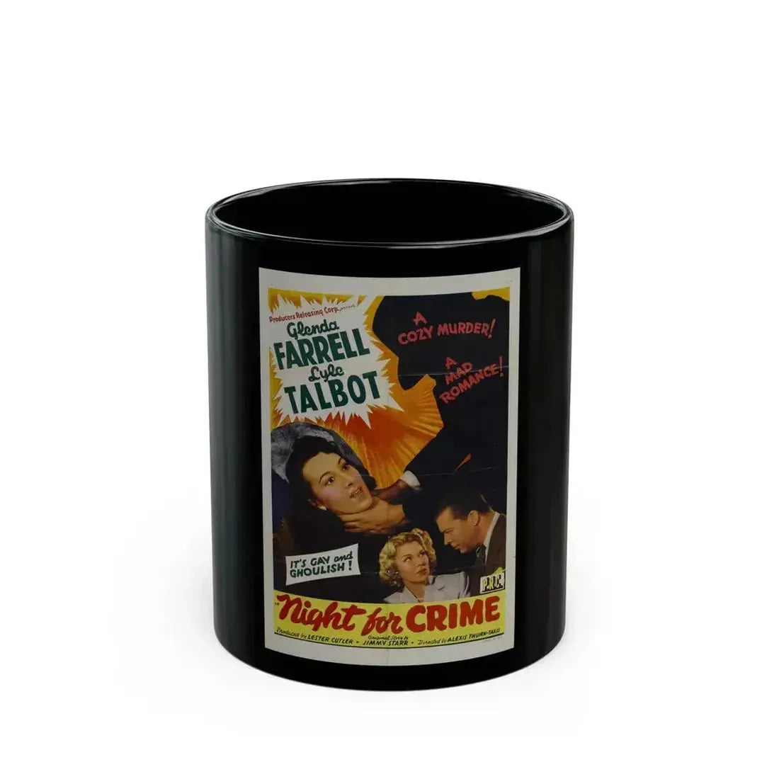 A NIGHT FOR CRIME 1943 Movie Poster - Black Coffee Mug 11oz - Go Mug Yourself