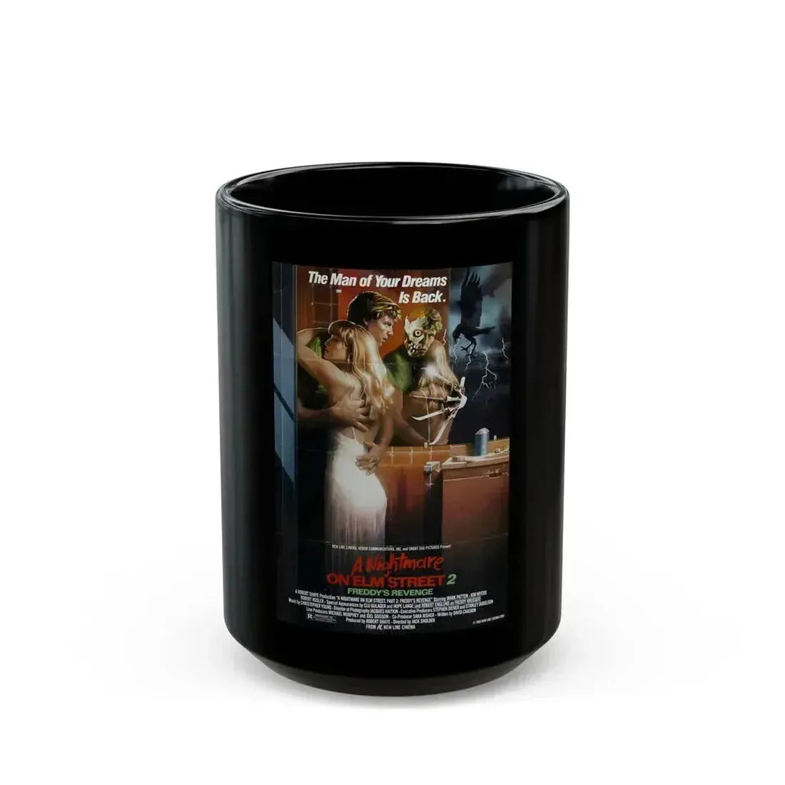 A NIGHTMARE ON ELM STREET 2  FREDDYS REVENGE 1985 Movie Poster - Black Coffee Mug 15oz - Go Mug Yourself