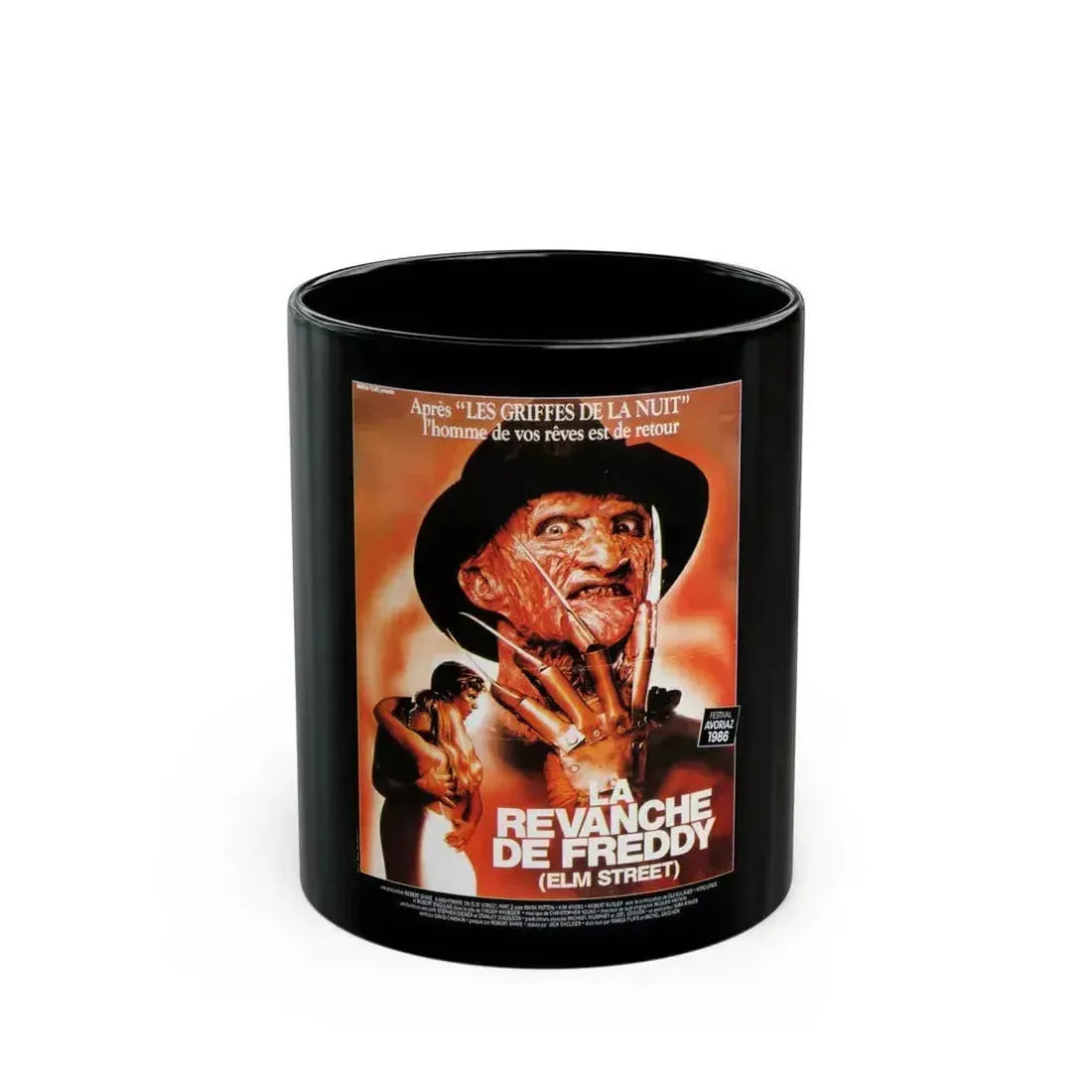 A NIGHTMARE ON ELM STREET 2  FREDDYS REVENGE (FRENCH) 1985 Movie Poster - Black Coffee Mug 11oz - Go Mug Yourself