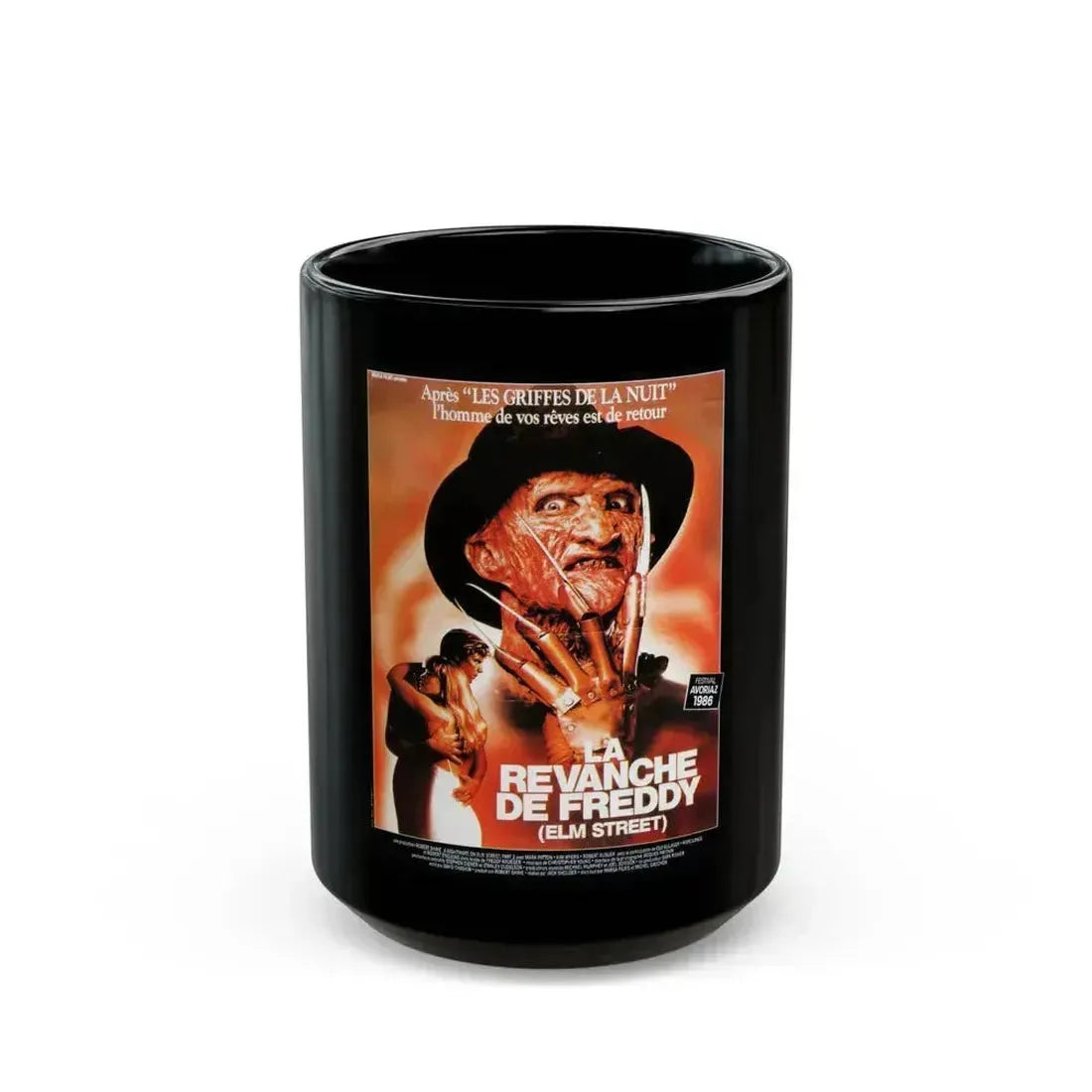 A NIGHTMARE ON ELM STREET 2  FREDDYS REVENGE (FRENCH) 1985 Movie Poster - Black Coffee Mug 15oz - Go Mug Yourself
