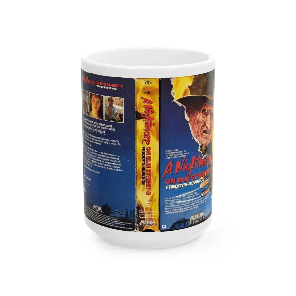 A NIGHTMARE ON ELM STREET 2 FREDDYS REVENGE MEDIA (VHS COVER) - White Coffee Mug 15oz - Go Mug Yourself