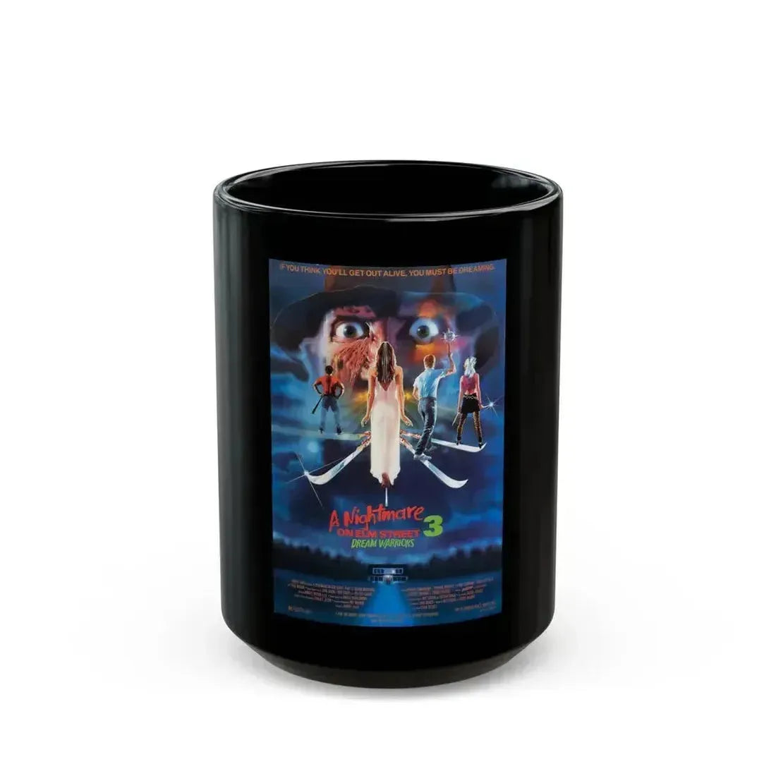 A NIGHTMARE ON ELM STREET 3 DREAM WARRIORS 1987 Movie Poster - Black Coffee Mug 15oz - Go Mug Yourself