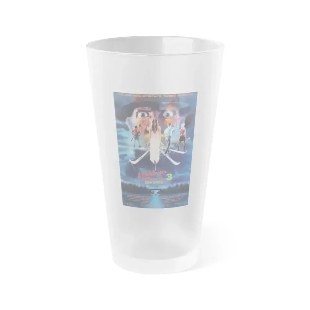 A NIGHTMARE ON ELM STREET 3 DREAM WARRIORS 1987 Movie Poster - Frosted Pint Glass 16oz 16oz Frosted - Go Mug Yourself