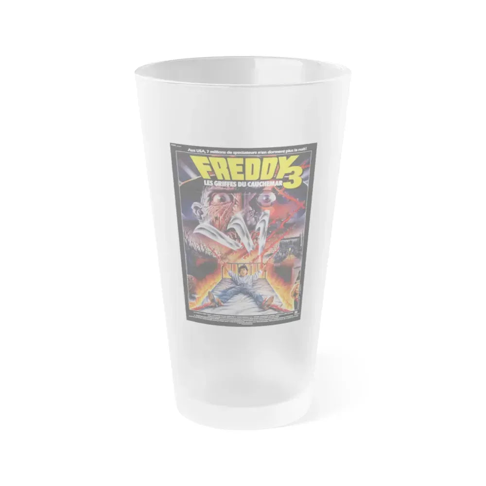 A NIGHTMARE ON ELM STREET 3 - DREAM WARRIORS (FRENCH) 1987 Movie Poster - Frosted Pint Glass 16oz 16oz Frosted - Go Mug Yourself