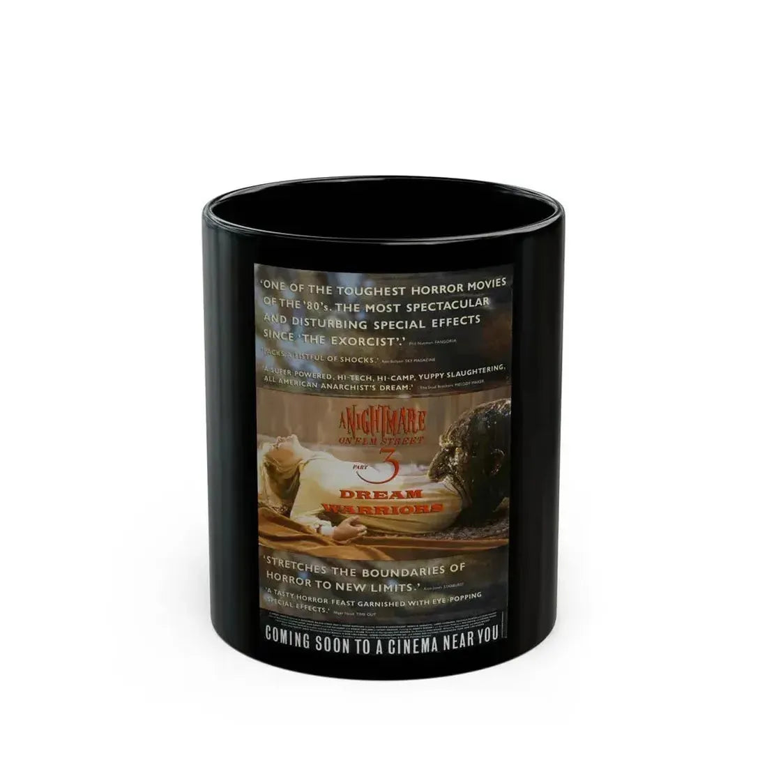 A NIGHTMARE ON ELM STREET 3 (TEASER) 1987 Movie Poster - Black Coffee Mug 11oz - Go Mug Yourself