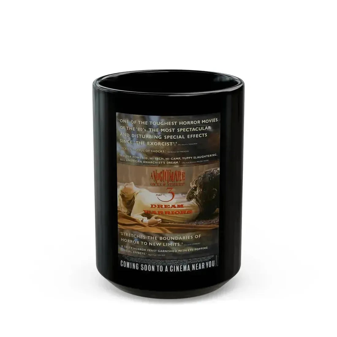 A NIGHTMARE ON ELM STREET 3 (TEASER) 1987 Movie Poster - Black Coffee Mug 15oz - Go Mug Yourself