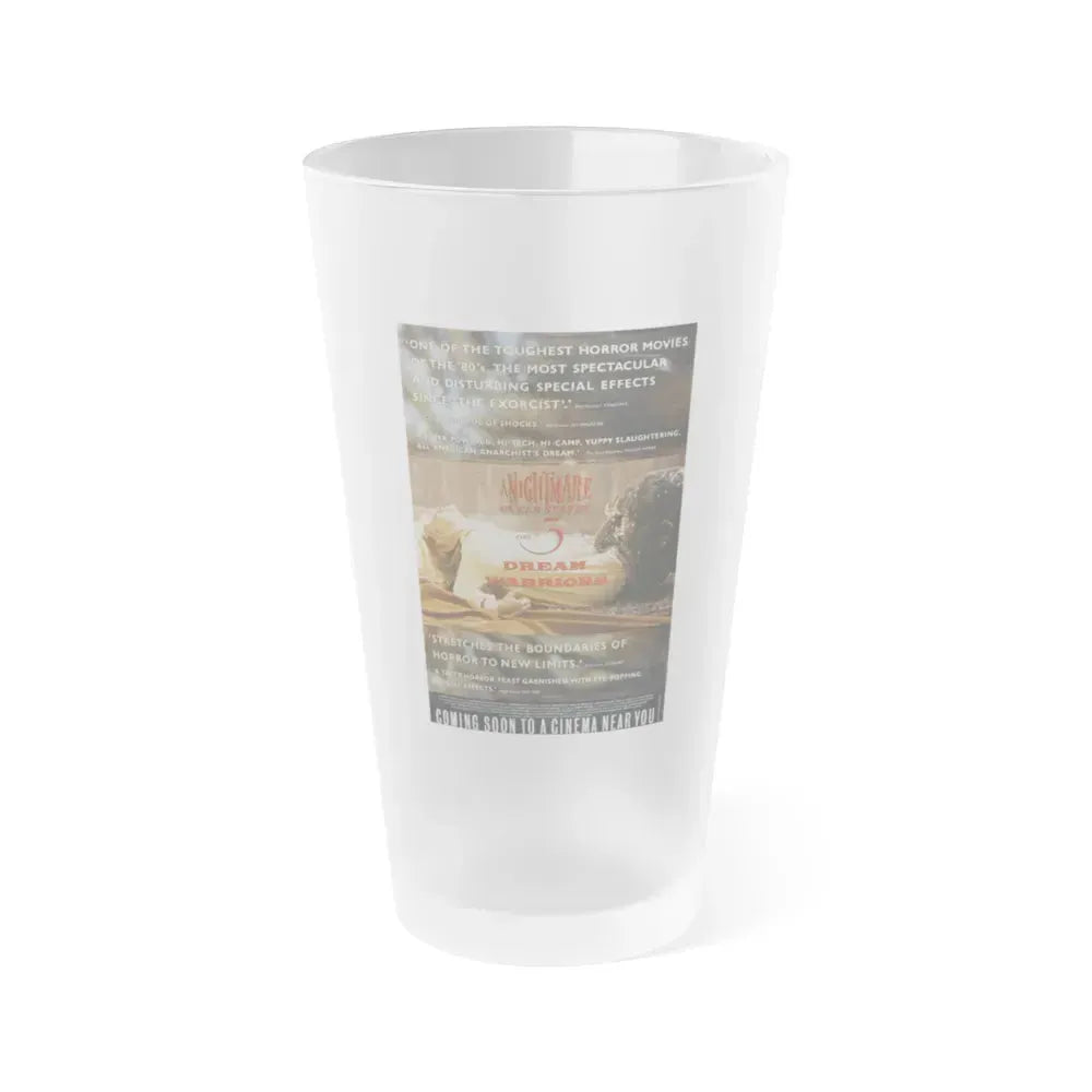A NIGHTMARE ON ELM STREET 3 (TEASER) 1987 Movie Poster - Frosted Pint Glass 16oz 16oz Frosted - Go Mug Yourself