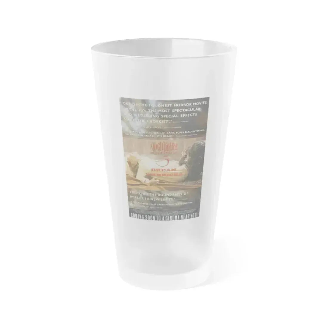 A NIGHTMARE ON ELM STREET 3 (TEASER) 1987 Movie Poster - Frosted Pint Glass 16oz 16oz Frosted - Go Mug Yourself
