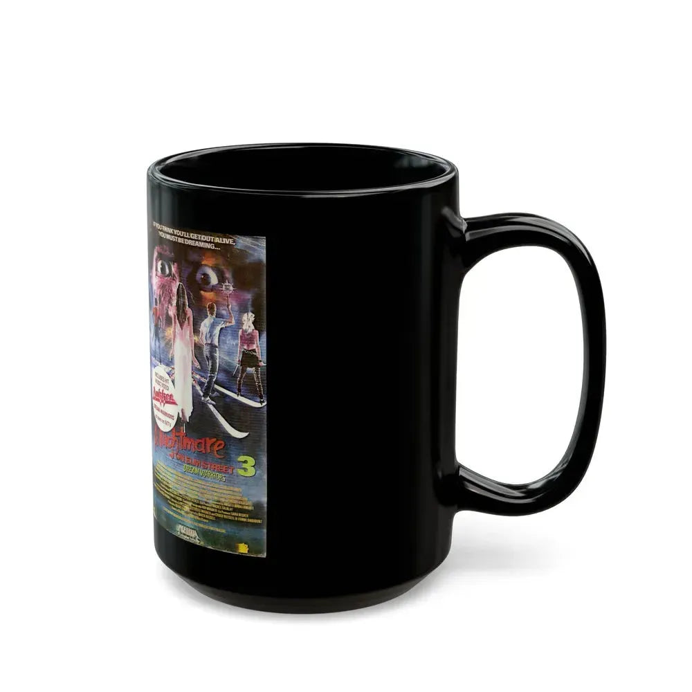 A NIGHTMARE ON ELM STREET 3 THE DREAM WARRIORS INCLUDES HIT MUSIC VIDEO (VHS COVER) - Black Coffee Mug - Go Mug Yourself